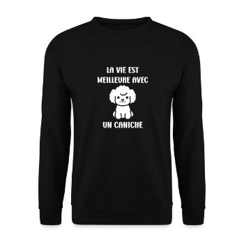 Humour chien petit caniche - Sweat-shirt Unisexe - noir - Devant - Alina (178cm) & Michal (187cm)