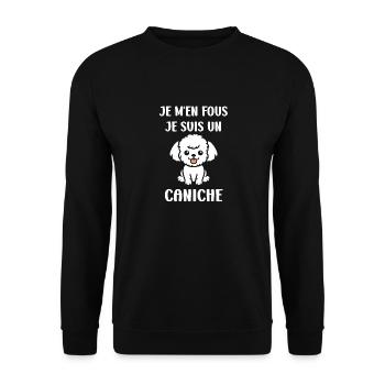 Humour chien petit caniche - Sweat-shirt Unisexe - noir - Devant - Alina (178cm) & Michal (187cm)