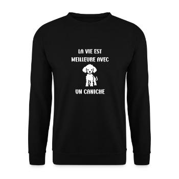 Humour chien petit caniche - Sweat-shirt Unisexe - noir - Devant - Alina (178cm) & Michal (187cm)