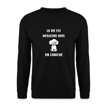 Humour chien petit caniche - Sweat-shirt Unisexe - noir - Devant - Alina (178cm) & Michal (187cm)