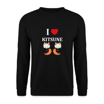 Kitsune Japanese Little Fox Humor - Unisex Sweatshirt - black - Front - Alina (178cm) & Michal (187cm)