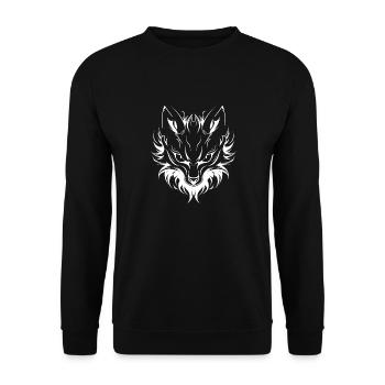 Kitsune Japanischer Little Fox Humor - Unisex Pullover - Schwarz - Vorne - Alina (178cm) & Michal (187cm)