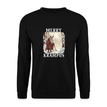 Krampus T Gruseliger Weihnachtsmann Kramperl - Unisex Pullover - Schwarz - Vorne - Alina (178cm) & Michal (187cm)