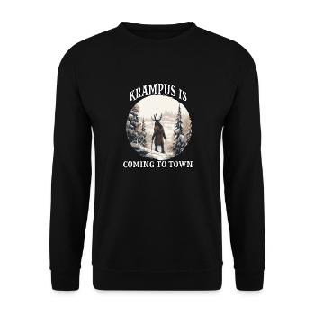 Krampus T | Krampus Costume | Scary Santa Claus - Unisex Sweatshirt - black - Front - Alina (178cm) & Michal (187cm)