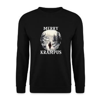 Merry Krampus Kramperl | Krampus Kostüm - Unisex Pullover - Schwarz - Vorne - Alina (178cm) & Michal (187cm)