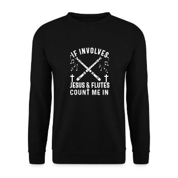 Flûtiste Chrétien Femmes Filles Hommes Flûtiste - Sweat-shirt Unisexe - noir - Devant - Alina (178cm) & Michal (187cm)