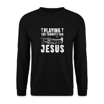 Christlicher Trompeter Musik Anbetungsspaß - Unisex Pullover - Schwarz - Vorne - Alina (178cm) & Michal (187cm)