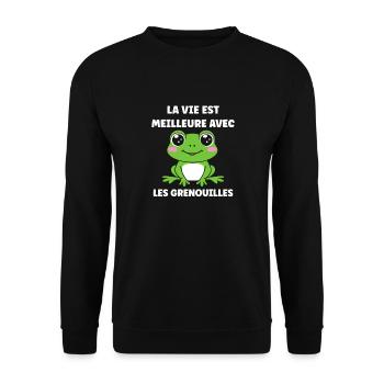 Petite grenouille - Sweat-shirt Unisexe - noir - Devant - Alina (178cm) & Michal (187cm)