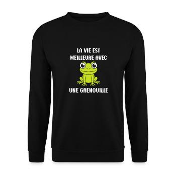 Petite grenouille - Sweat-shirt Unisexe - noir - Devant - Alina (178cm) & Michal (187cm)
