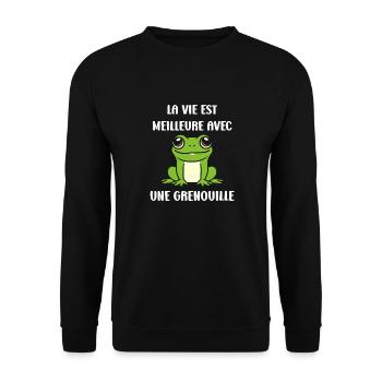 Petite grenouille - Sweat-shirt Unisexe - noir - Devant - Alina (178cm) & Michal (187cm)