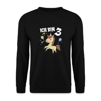 Ich bin 3 Jahre alt Pferde Pferd 3. Geburtstag - Unisex Pullover - Schwarz - Vorne - Alina (178cm) & Michal (187cm)