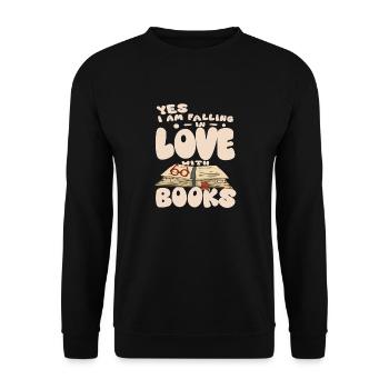 Ich liebe Bücher - Buch - Unisex Pullover - Schwarz - Vorne - Alina (178cm) & Michal (187cm)