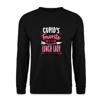 Valentinstag-Hemd, Amors Lieblings-Lunch-Lady - Unisex Pullover - Schwarz - Vorne - Alina (178cm) & Michal (187cm)