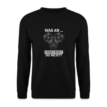Was an.. verstehst du nicht? Humorvolle Weisheiten - Unisex Pullover - Schwarz - Vorne - Alina (178cm) & Michal (187cm)