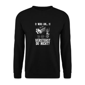 Was an.. verstehst du nicht? Humorvolle Weisheiten - Unisex Pullover - Schwarz - Vorne - Alina (178cm) & Michal (187cm)