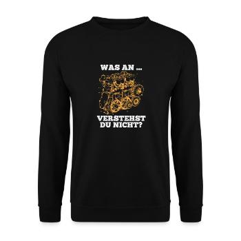 Was an.. verstehst du nicht? Humorvolle Weisheiten - Unisex Pullover - Schwarz - Vorne - Alina (178cm) & Michal (187cm)
