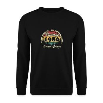 40 Ans 1986 Vintage Rétro Cadeau D'anniversaire - Sweat-shirt Unisexe - noir - Devant - Alina (178cm) & Michal (187cm)