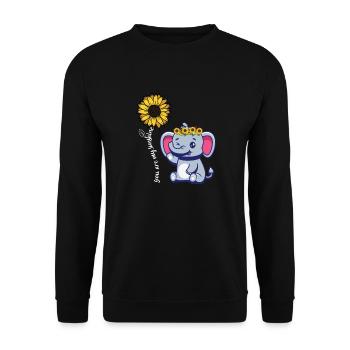 You Are My Sunshine Elefant T-Shirt - Sonnenblumenkrone - Unisex Pullover - Schwarz - Vorne - Alina (178cm) & Michal (187cm)