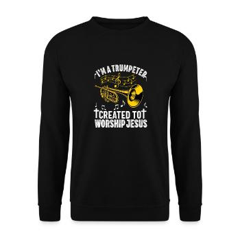 Trompettiste Chrétien Musique Culte Amusant - Sweat-shirt Unisexe - noir - Devant - Alina (178cm) & Michal (187cm)