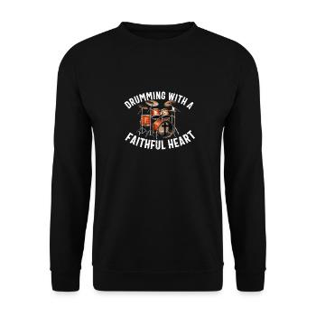 Christlicher Schlagzeuger Schlagzeuger Stick-Männer Jesus - Unisex Pullover - Schwarz - Vorne - Alina (178cm) & Michal (187cm)