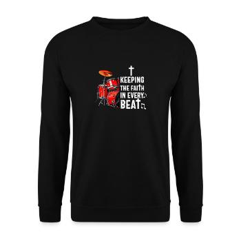 Christlicher Schlagzeuger Schlagzeuger Stick-Männer Jesus - Unisex Pullover - Schwarz - Vorne - Alina (178cm) & Michal (187cm)
