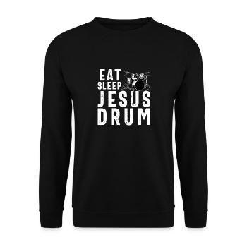 Christlicher Schlagzeuger Schlagzeuger Stick-Männer Jesus - Unisex Pullover - Schwarz - Vorne - Alina (178cm) & Michal (187cm)