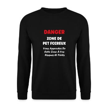 Danger zone de prout - Sweat-shirt Unisexe - noir - Devant - Alina (178cm) & Michal (187cm)