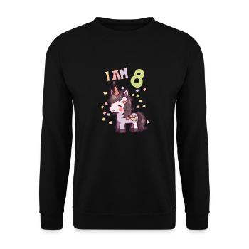 I'm 8 years old Horses Horse 8th birthday - Unisex Sweatshirt - black - Front - Alina (178cm) & Michal (187cm)