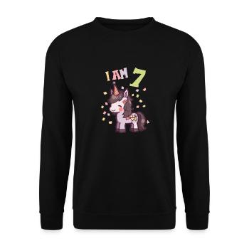 J'ai 7 ans Chevaux Cheval 7ème anniversaire - Sweat-shirt Unisexe - noir - Devant - Alina (178cm) & Michal (187cm)