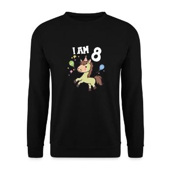 I'm 8 years old Horses Horse 8th birthday - Unisex Sweatshirt - black - Front - Alina (178cm) & Michal (187cm)