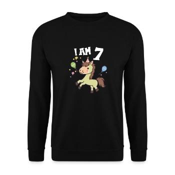 J'ai 7 ans Chevaux Cheval 7ème anniversaire - Sweat-shirt Unisexe - noir - Devant - Alina (178cm) & Michal (187cm)