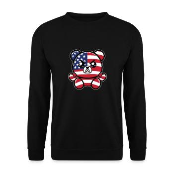 Angry bear cloured as American flag - Unisex Sweatshirt - black - Front - Alina (178cm) & Michal (187cm)