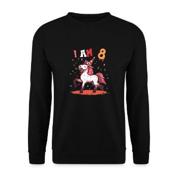 I'm 8 years old Horses Horse 8th birthday - Unisex Sweatshirt - black - Front - Alina (178cm) & Michal (187cm)