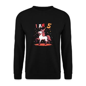 I'm 5 years old Horses Horse 5th birthday - Unisex Sweatshirt - black - Front - Alina (178cm) & Michal (187cm)