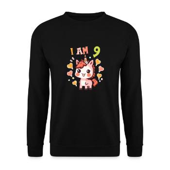 J'ai 9 ans Chevaux Cheval 9ème anniversaire - Sweat-shirt Unisexe - noir - Devant - Alina (178cm) & Michal (187cm)