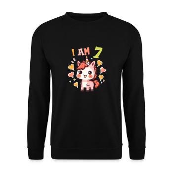 J'ai 7 ans Chevaux Cheval 7ème anniversaire - Sweat-shirt Unisexe - noir - Devant - Alina (178cm) & Michal (187cm)