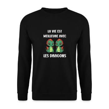 Bébé dragon - Sweat-shirt Unisexe - noir - Devant - Alina (178cm) & Michal (187cm)