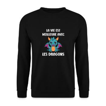 Bébé dragon - Sweat-shirt Unisexe - noir - Devant - Alina (178cm) & Michal (187cm)