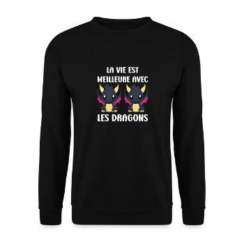 Bébé dragon - Sweat-shirt Unisexe - noir - Devant - Alina (178cm) & Michal (187cm)