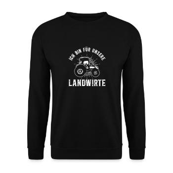 Unterstütze unsere Bauern - für unsere Landwirte - Unisex Pullover - Schwarz - Vorne - Alina (178cm) & Michal (187cm)