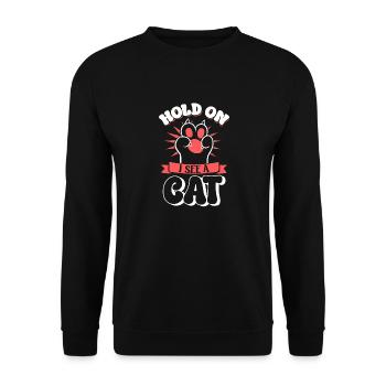 "hold On I See Cat Lover Kitten Owner Kawaii Cat - Unisex Sweatshirt - black - Front - Alina (178cm) & Michal (187cm)