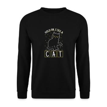 Cat Lovers "Hold On I See Kitten Owner" - Unisex Sweatshirt - black - Front - Alina (178cm) & Michal (187cm)