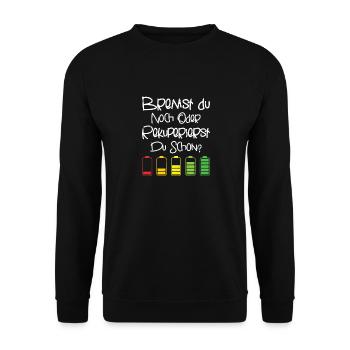 Bremst du Noch Oder Rekuperierst Du Schon? - Unisex Pullover - Schwarz - Vorne - Alina (178cm) & Michal (187cm)