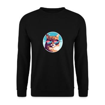 Sun-Purred Kitty Gleam - Unisex Sweatshirt - black - Front - Alina (178cm) & Michal (187cm)
