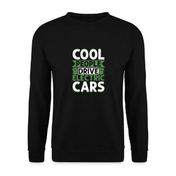 Cool People Drive Electric Cars Driver EV Car - Unisex Pullover - Schwarz - Vorne - Alina (178cm) & Michal (187cm)