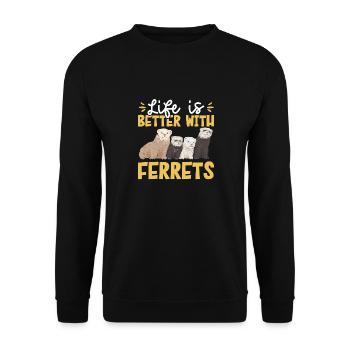 Furet, propriétaire de furet - Sweat-shirt Unisexe - noir - Devant - Alina (178cm) & Michal (187cm)