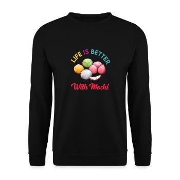 Mochi Japanischer Reiskuchen Süßigkeiten Snack Süßes Mochi - Unisex Pullover - Schwarz - Vorne - Alina (178cm) & Michal (187cm)