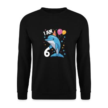 J'ai 6 ans Delfine Delfin 6ème anniversaire - Sweat-shirt Unisexe - noir - Devant - Alina (178cm) & Michal (187cm)