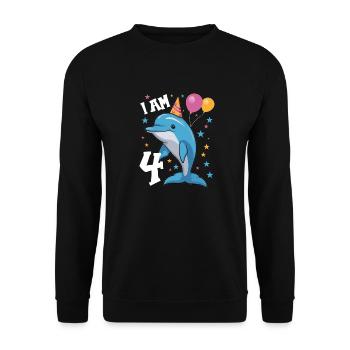 J'ai 4 ans, dauphins, 4ème anniversaire - Sweat-shirt Unisexe - noir - Devant - Alina (178cm) & Michal (187cm)