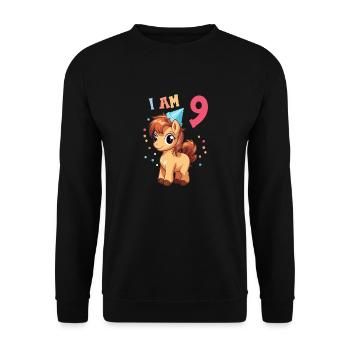 J'ai 9 ans Chevaux Cheval 9ème anniversaire - Sweat-shirt Unisexe - noir - Devant - Alina (178cm) & Michal (187cm)